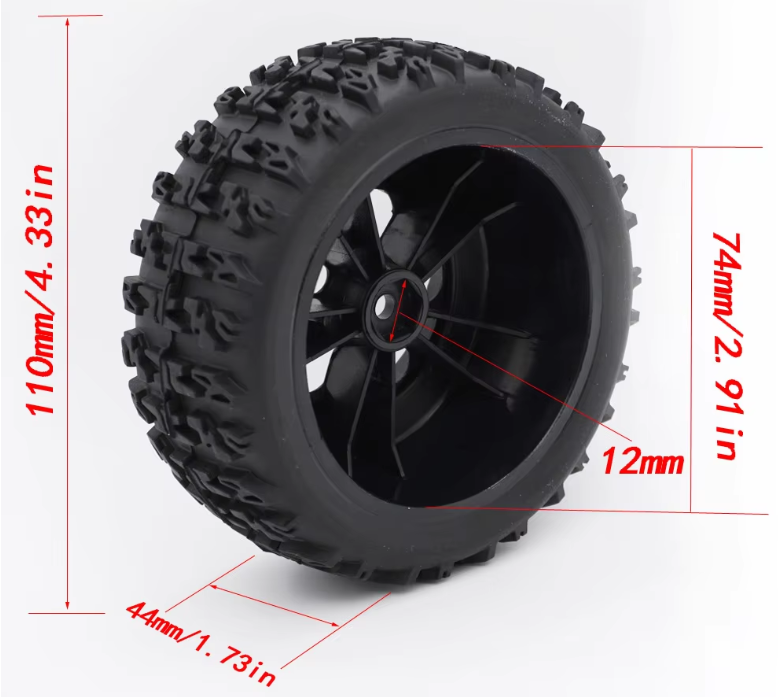 LLANTA EXTRA GRANDE  YSIDO-neumáticos de camión cada llanta, 110mm, 1/10, rueda hexagonal de 12mm para Slash Arrma Senton HuanQi 727 Vkar 10sc Hpi Rc Car