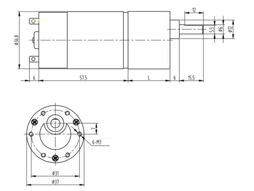 Motor Reductor JGB37-550 Alto Torque 18RPM 55Kg.cm