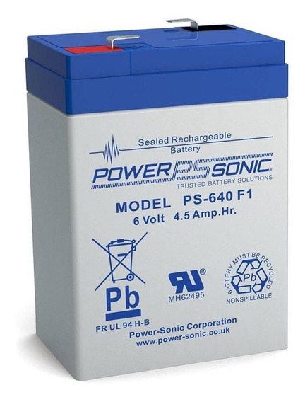 Batería Sellada Power Sonic PS-640F 6V 4.5Ah
