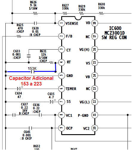 MCZ3001DB Circuito de Encendido para TV original