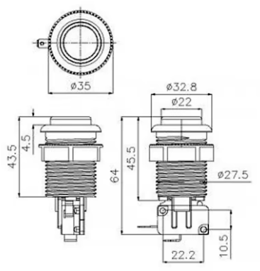 Push boton pulsador de colores estilo americano Arcade Happ, 28mm para máquina de juego recreativo Neo Geo