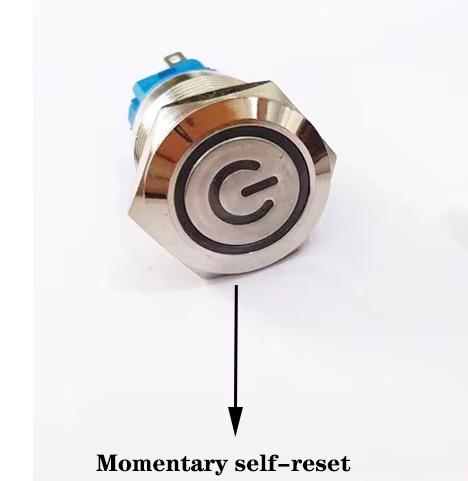 Interruptor push botón de metalico resistente al agua, 22mm, luz LED blanco (5-30VCD), enganche momentáneo, interruptor de alimentación de motor de coche