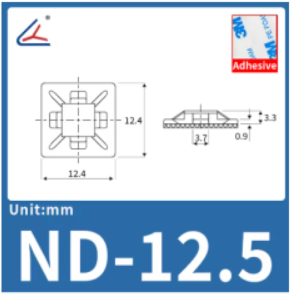 ND 12.5mm Soportes de para bridas de cables autoadhesivos con orificio para tornillo Soporte de base de montaje para cinchos cintilla