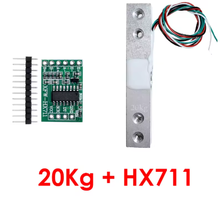 KIT sensor de peso 20kg con modulo HX711 Galga Extensiometrica sensor de presión (CONVERTIDOR ANALOGICO A DIGITAL)