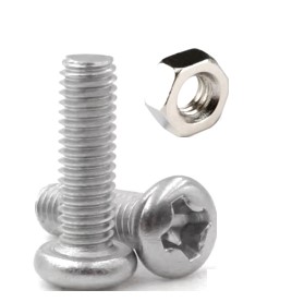 Kit de 4 Tuercas y Tornillos M3 30mm largo cabeza redonda cruz Phillips de acero inoxidable