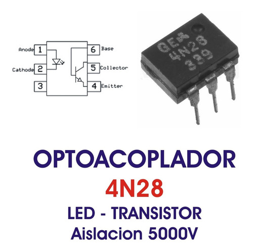 4N28 Optoacoplador 1 Canal Transistor