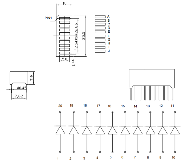 Display Barra De Leds Con 10 Leds Rojos