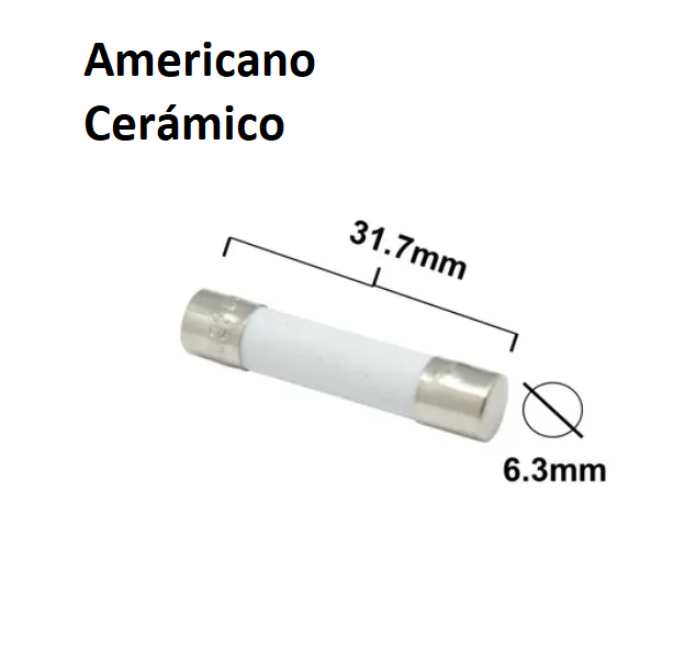 Fusible Americano 10A 250V Cerámico