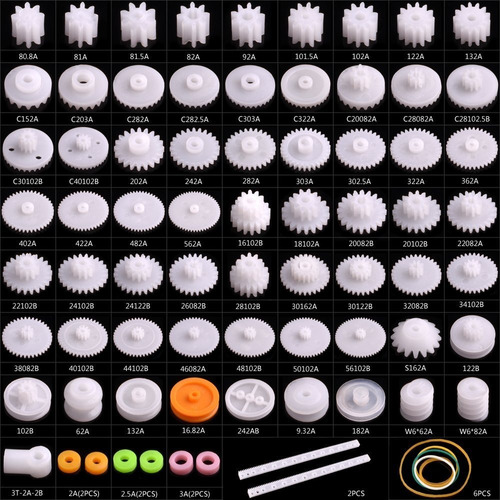 Kit 75 Piezas De Engranes Poleas Cremalleras y Bandas